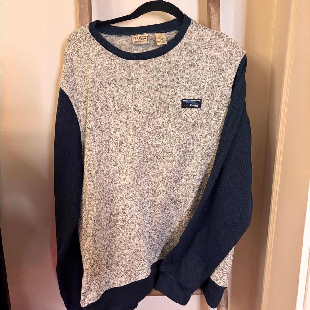 L.L. Bean Gray and Blue Crewneck Sweater